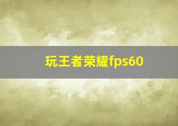 玩王者荣耀fps60