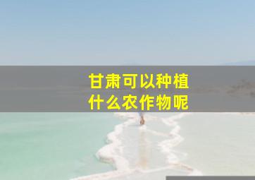 甘肃可以种植什么农作物呢