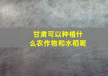 甘肃可以种植什么农作物和水稻呢