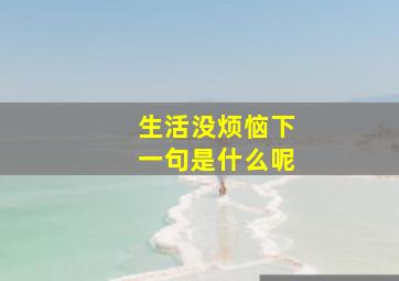 生活没烦恼下一句是什么呢