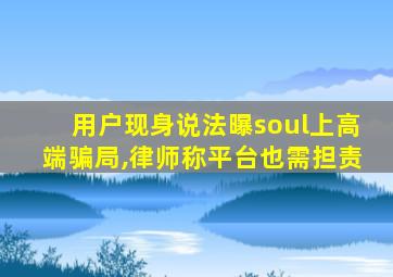 用户现身说法曝soul上高端骗局,律师称平台也需担责