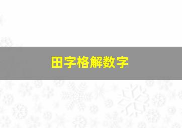 田字格解数字