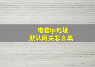 电信ip地址默认网关怎么填