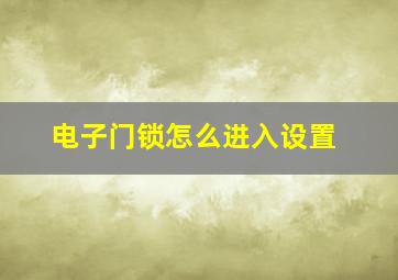 电子门锁怎么进入设置