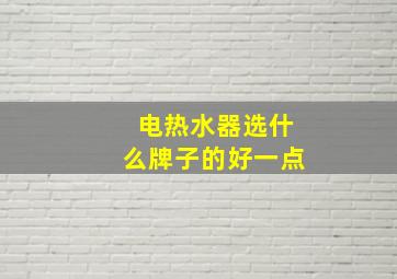 电热水器选什么牌子的好一点