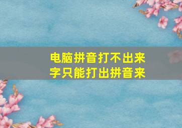 电脑拼音打不出来字只能打出拼音来