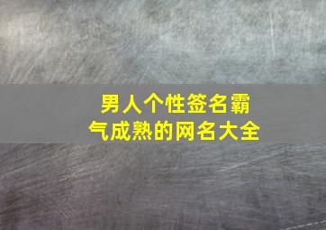 男人个性签名霸气成熟的网名大全