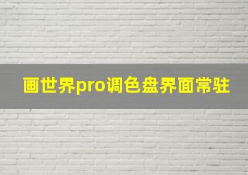 画世界pro调色盘界面常驻