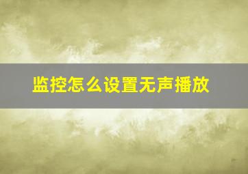 监控怎么设置无声播放