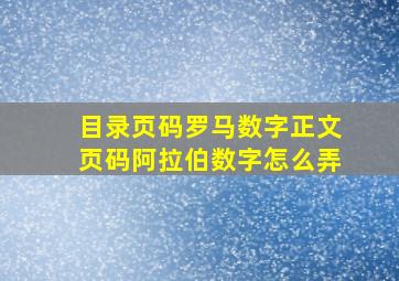 目录页码罗马数字正文页码阿拉伯数字怎么弄