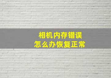 相机内存错误怎么办恢复正常