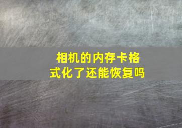 相机的内存卡格式化了还能恢复吗