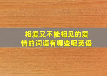 相爱又不能相见的爱情的词语有哪些呢英语