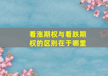 看涨期权与看跌期权的区别在于哪里