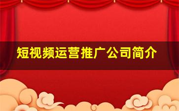 短视频运营推广公司简介