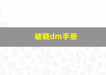 破晓dm手册