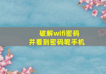 破解wifi密码并看到密码呢手机