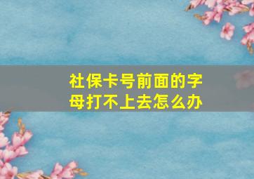 社保卡号前面的字母打不上去怎么办