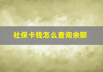 社保卡钱怎么查询余额