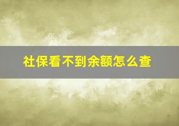 社保看不到余额怎么查