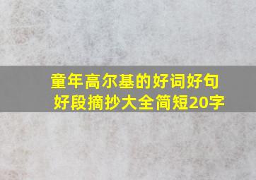 童年高尔基的好词好句好段摘抄大全简短20字