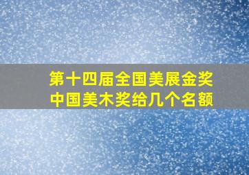 第十四届全国美展金奖中国美木奖给几个名额