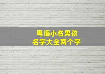 粤语小名男孩名字大全两个字