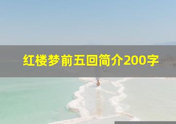 红楼梦前五回简介200字