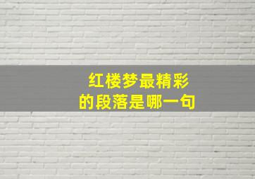 红楼梦最精彩的段落是哪一句