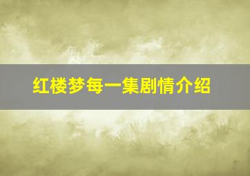 红楼梦每一集剧情介绍