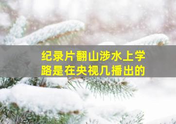 纪录片翻山涉水上学路是在央视几播出的