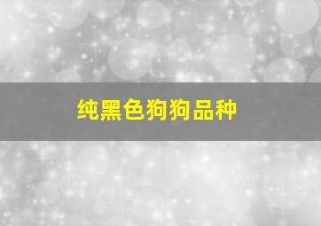 纯黑色狗狗品种