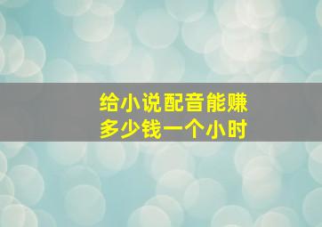 给小说配音能赚多少钱一个小时