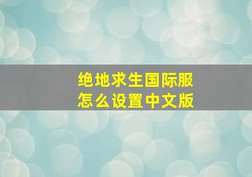 绝地求生国际服怎么设置中文版