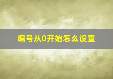 编号从0开始怎么设置