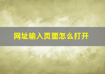 网址输入页面怎么打开