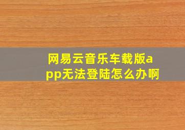 网易云音乐车载版app无法登陆怎么办啊