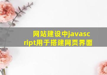 网站建设中javascript用于搭建网页界面