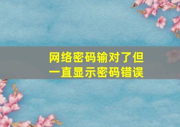 网络密码输对了但一直显示密码错误