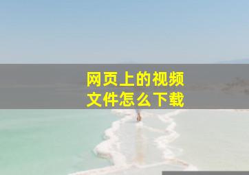 网页上的视频文件怎么下载