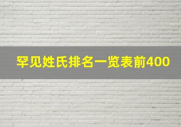 罕见姓氏排名一览表前400