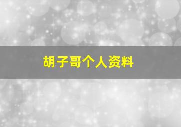 胡子哥个人资料