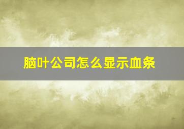 脑叶公司怎么显示血条