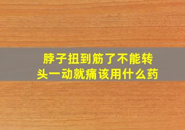 脖子扭到筋了不能转头一动就痛该用什么药