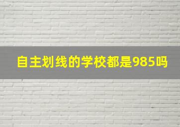 自主划线的学校都是985吗