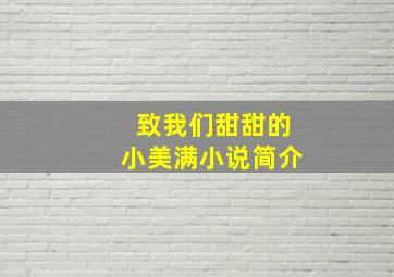 致我们甜甜的小美满小说简介