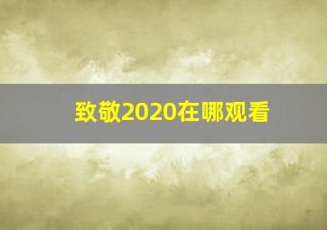 致敬2020在哪观看