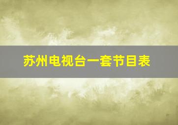 苏州电视台一套节目表