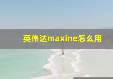 英伟达maxine怎么用