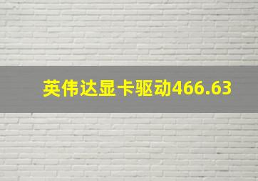 英伟达显卡驱动466.63